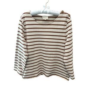 SEZANE | Colette Marinière Striped Breton Top Brown Cream | XL